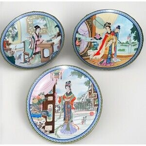 .  3x Imperial Jingdezhen Plates Beauties Red Mansion 1986-87 Zhao Huimin